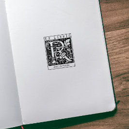 ヴィンテージ花モノグラムレターブックEx Libris ラバースタンプ