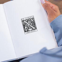 ヴィンテージ花モノグラムレターブックEx Libris ラバースタンプ