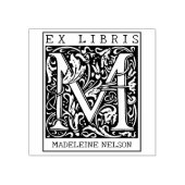 ヴィンテージ花モノグラムレターブックEx Libris ラバースタンプ (インプリント)