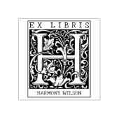ヴィンテージ花モノグラムレターブックEx Libris ラバースタンプ (インプリント)