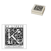 ヴィンテージ花モノグラムレターブックEx Libris ラバースタンプ (押印)