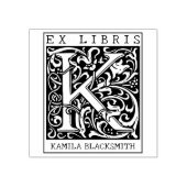 ヴィンテージ花モノグラムレターブックEx Libris ラバースタンプ (インプリント)