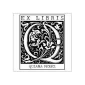 ヴィンテージ花モノグラムレターブックEx Libris ラバースタンプ (インプリント)