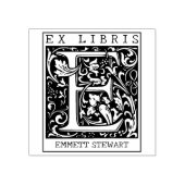 ヴィンテージ花モノグラムレターブックEx Libris ラバースタンプ (インプリント)