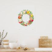 ヴィンテージ花リースイラストレーション ポスター (キッチン)