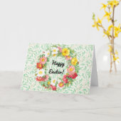 ヴィンテージ花リースウィッシュイースターカード カード (黄色い花)