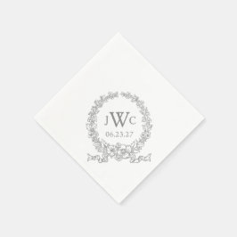 ヴィンテージ花リース | ベルサイユグレイ スタンダードカクテルナプキン