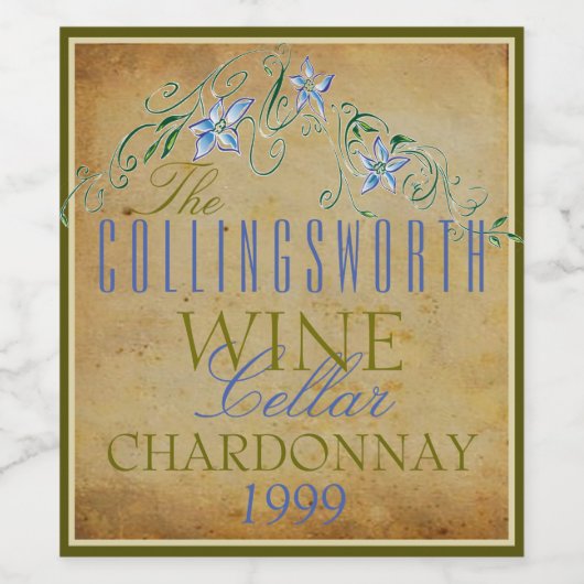 ヴィンテージ花ワパーソナライズされたインボトルラベル ワインラベル (シングルラベル)