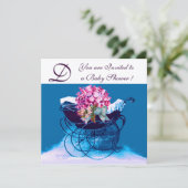 ヴィンテージ花付きパーム赤ちゃんシャワーモノグラム 招待状 (スタンド正面)