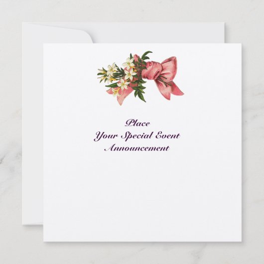 ヴィンテージ花付きパーム赤ちゃんシャワーモノグラム 招待状 (裏面)