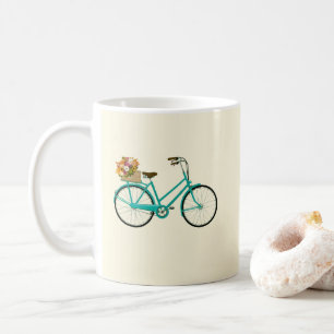ヴィンテージ花付き自転車イラストレーションコーヒーM コーヒーマグカップ