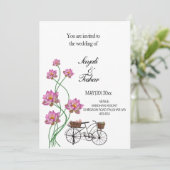 ヴィンテージ花付き自転車 招待状 (スタンド正面)