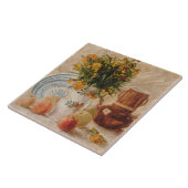 ヴィンテージ花付き花瓶コーヒーポットとフルーツ タイル (側面)