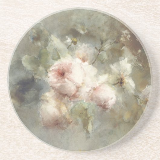 ヴィンテージ花卉絵画 コースター (正面)