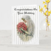 ヴィンテージ花嫁おめでとうございます結婚! カード (黄色い花)