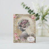 ヴィンテージ花嫁とジュエリー&フラワーズブライダルシャワー 招待状 (スタンド正面)