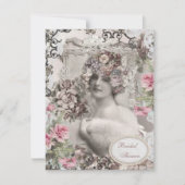 ヴィンテージ花嫁とジュエリー&フラワーズブライダルシャワー 招待状 (正面)