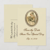 ヴィンテージ花嫁の日付名を感謝してい戻しに保存 案内ポストカード (正面/裏面)