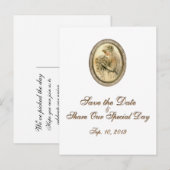 ヴィンテージ花嫁ウェディング日付はがきを保存 案内ポストカード (正面/裏面)