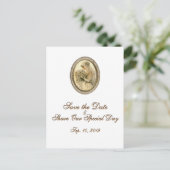 ヴィンテージ花嫁ウェディング日付はがきを保存 案内ポストカード (スタンド正面)