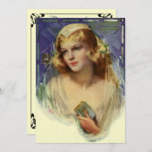 ヴィンテージ花嫁バイブル、ブライダルシャワーパーティー 招待状 (正面/裏面)