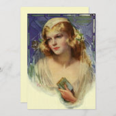 ヴィンテージ花嫁バイブル、宗教結婚式招待状 (正面/裏面)