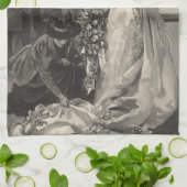 ヴィンテージ花嫁、ブライダルポートレートと写真家 キッチンタオル (折り畳み)