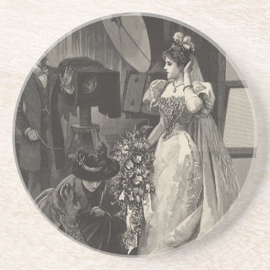 ヴィンテージ花嫁、ブライダルポートレートと写真家 コースター (正面)