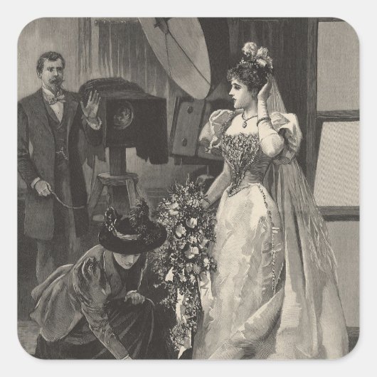 ヴィンテージ花嫁、ブライダルポートレートと写真家 スクエアシール (正面)