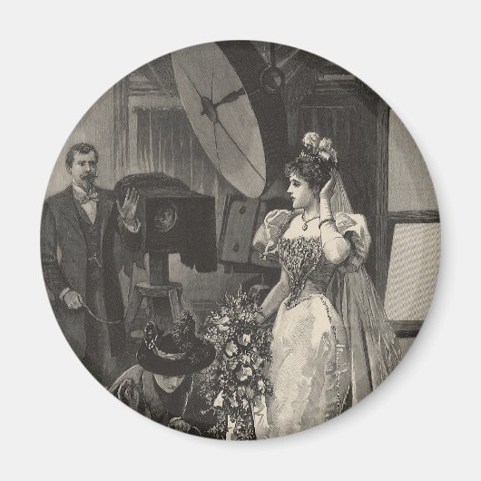 ヴィンテージ花嫁、ブライダルポートレートと写真家 マグネット (正面)