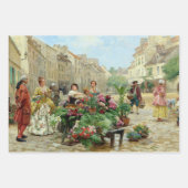 ヴィンテージ花市場の切り離し包装紙 ラッピングペーパーシート (正面3)