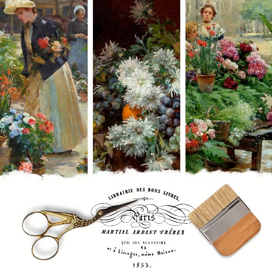 ヴィンテージ花市場の切り離し包装紙 ラッピングペーパーシート