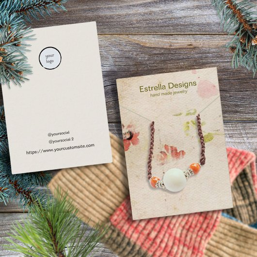 ヴィンテージ花弁手作り紙ネックレスディスプレイ コーリングカード