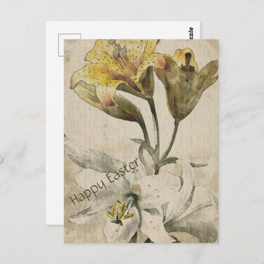ヴィンテージ花復活祭はがき ポストカード (正面/裏面)
