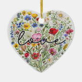 ヴィンテージ花愛ハートフローラ野花 セラミックオーナメント (正面)