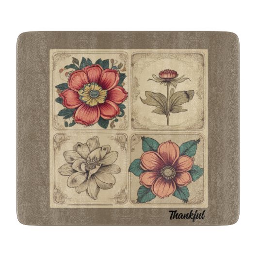 ヴィンテージ花感謝祭 カッティングボード (正面)