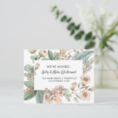 ヴィンテージ花我々が移動した新しいアドレス新しい家 ポストカード (スタンド正面)