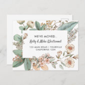 ヴィンテージ花我々が移動した新しいアドレス新しい家 ポストカード (正面/裏面)