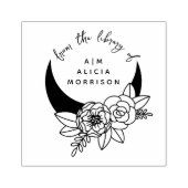 ヴィンテージ花文台本カスタム図書室 ラバースタンプ (インプリント)