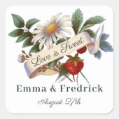 ヴィンテージ花旗の愛は甘い スクエアシール (正面)