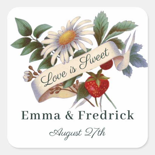 ヴィンテージ花旗の愛は甘い スクエアシール (正面)