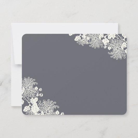 ヴィンテージ花木炭グレーウェディングRSVP 出欠カード (裏面)