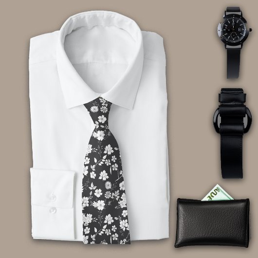 ヴィンテージ花木炭パーソナライズイニシャル ネクタイ