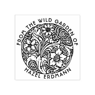 ヴィンテージ花束庭印 ラバースタンプ