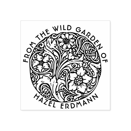 ヴィンテージ花束庭印 ラバースタンプ (インプリント)