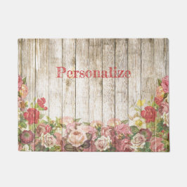 ヴィンテージ花束木のフェンスをパーソナライズ ドアマット