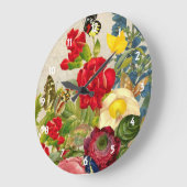 ヴィンテージ花束蝶 ラージ壁時計 (傾斜)