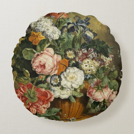 ヴィンテージ花束 ラウンドクッション (正面)