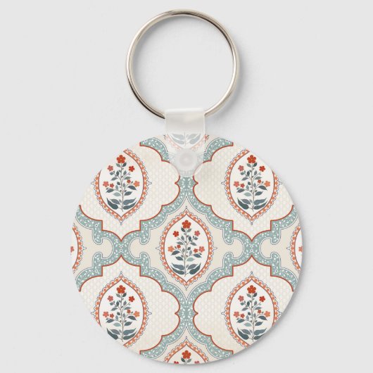 ヴィンテージ花枝、インディアン織物。 キーホルダー (正面)