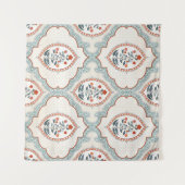 ヴィンテージ花枝、インディアン織物。 タペストリー (正面(横))